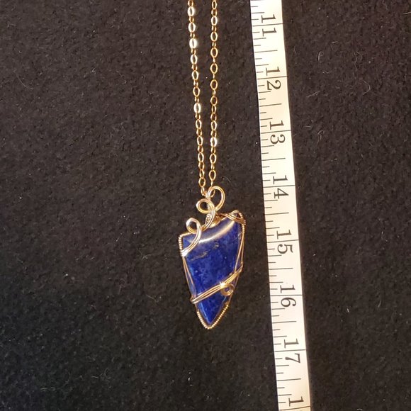 GORGEOUS Royal Blue Lapis Lazuli Stone wrapped in 14KT Gold (filled) wire - Picture 3 of 7